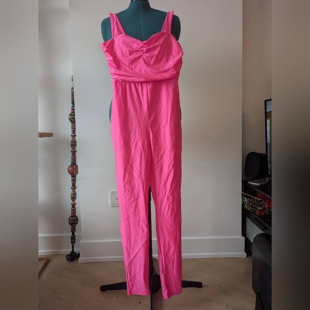 Fashion Nova neon pink spandex Jumpsuit